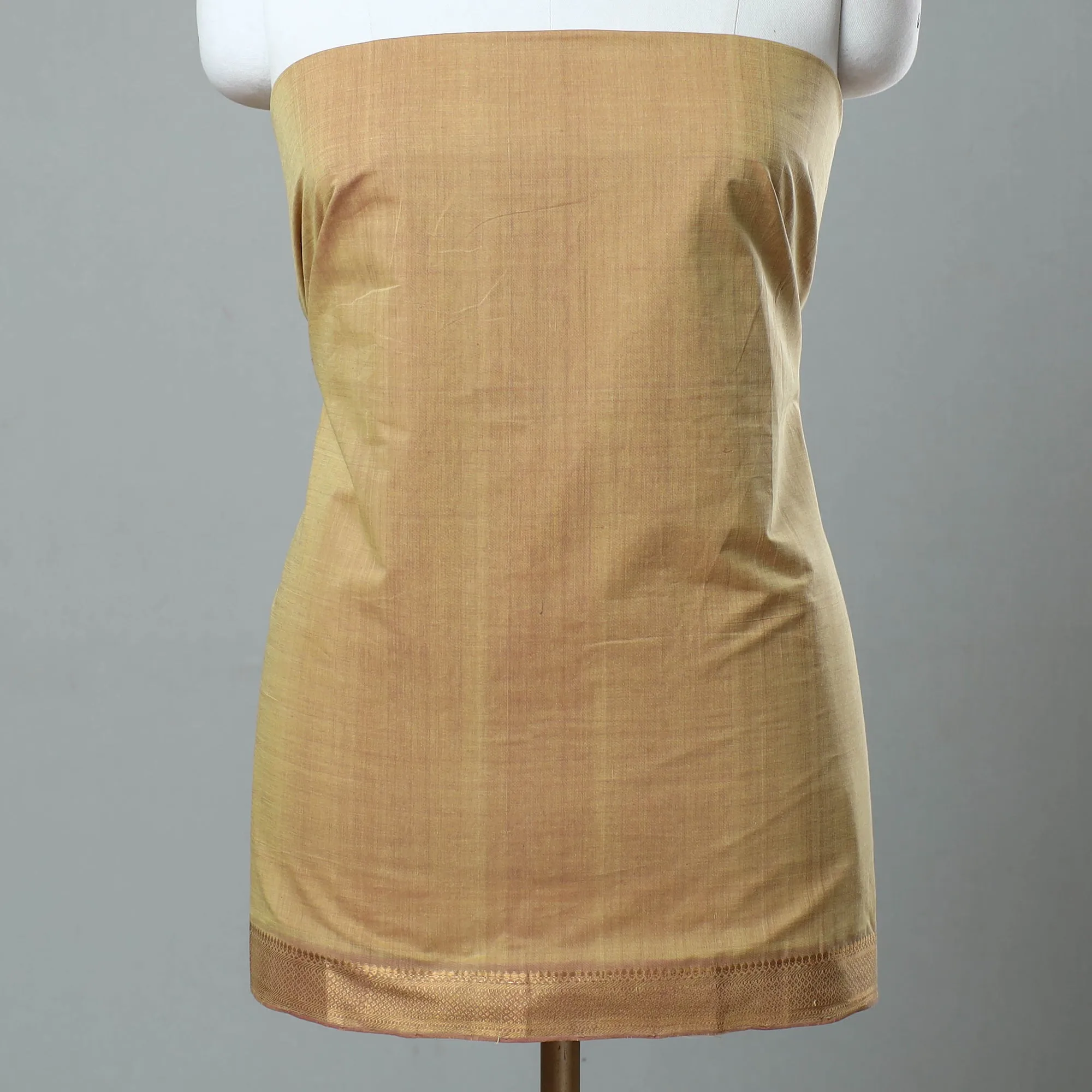 Yellow - 3pc Handloom Cotton Mangalagiri Dress Material 13