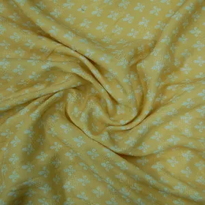 Yellow Taditional Print Viscose Dobby Fabric